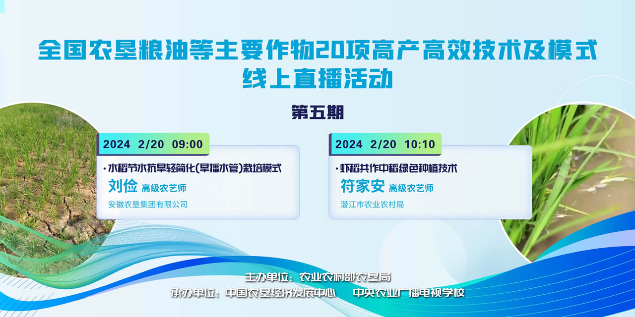 農墾公益大講堂：全國農墾糧油等主要作物20項高產高效技術及模式線上直播（五）